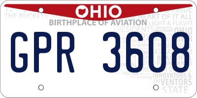 OH license plate GPR3608