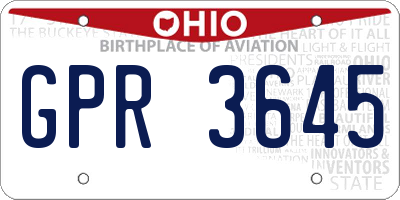 OH license plate GPR3645