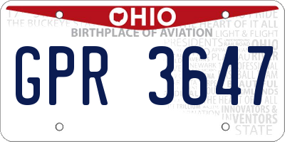 OH license plate GPR3647