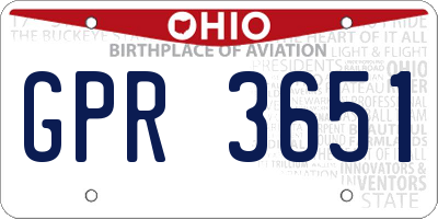 OH license plate GPR3651