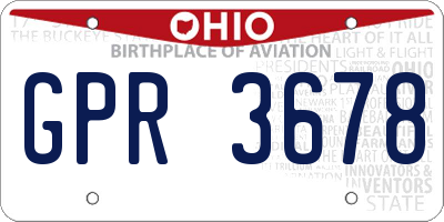 OH license plate GPR3678