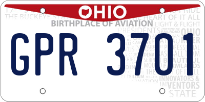 OH license plate GPR3701