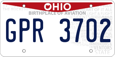 OH license plate GPR3702