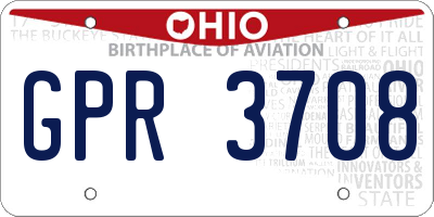 OH license plate GPR3708