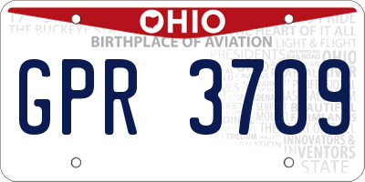 OH license plate GPR3709