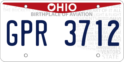OH license plate GPR3712