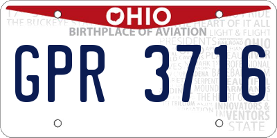 OH license plate GPR3716