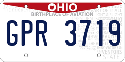 OH license plate GPR3719