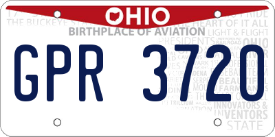 OH license plate GPR3720