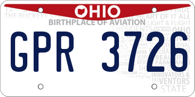 OH license plate GPR3726