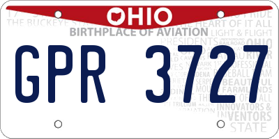 OH license plate GPR3727