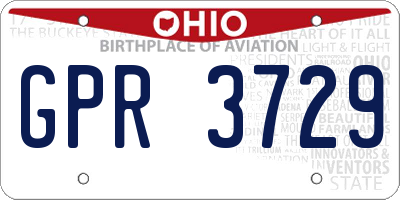 OH license plate GPR3729