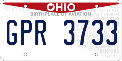 OH license plate GPR3733