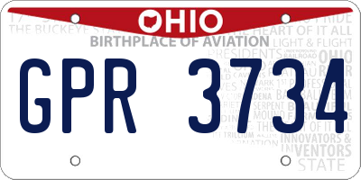 OH license plate GPR3734