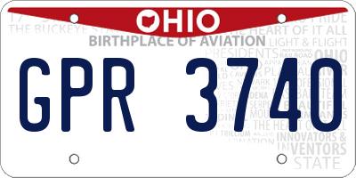 OH license plate GPR3740
