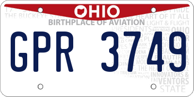 OH license plate GPR3749