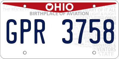 OH license plate GPR3758