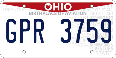 OH license plate GPR3759