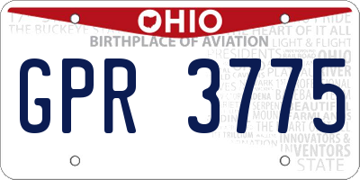 OH license plate GPR3775