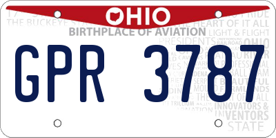 OH license plate GPR3787