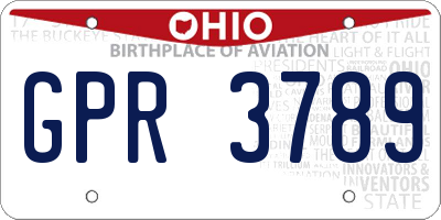 OH license plate GPR3789