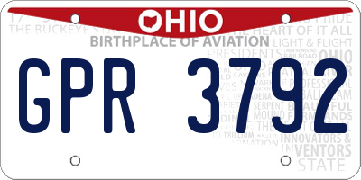 OH license plate GPR3792