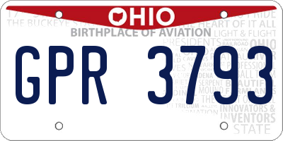 OH license plate GPR3793