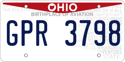 OH license plate GPR3798