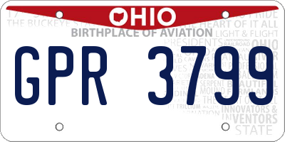 OH license plate GPR3799