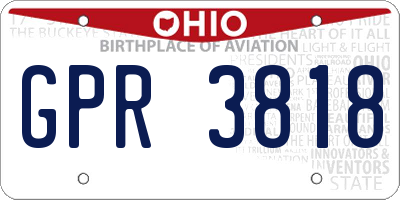 OH license plate GPR3818