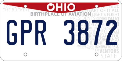 OH license plate GPR3872