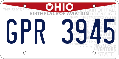 OH license plate GPR3945