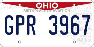 OH license plate GPR3967