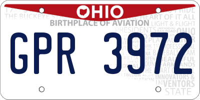 OH license plate GPR3972