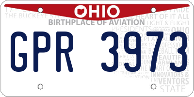 OH license plate GPR3973