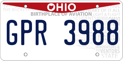 OH license plate GPR3988