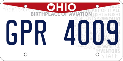 OH license plate GPR4009
