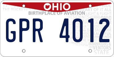 OH license plate GPR4012