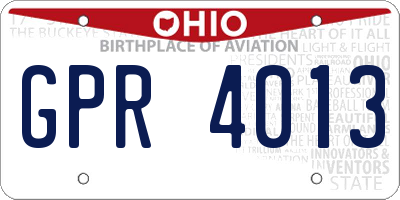 OH license plate GPR4013