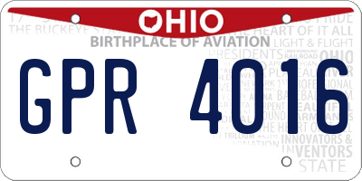 OH license plate GPR4016