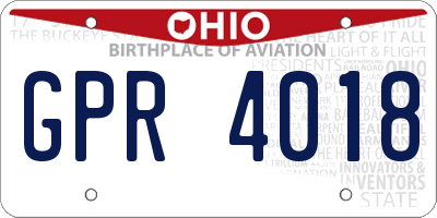 OH license plate GPR4018