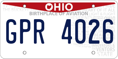 OH license plate GPR4026