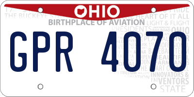 OH license plate GPR4070