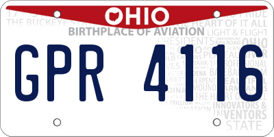 OH license plate GPR4116