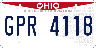 OH license plate GPR4118