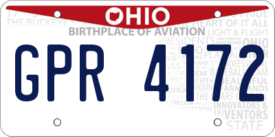 OH license plate GPR4172