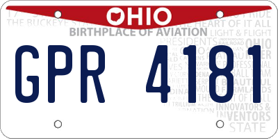 OH license plate GPR4181