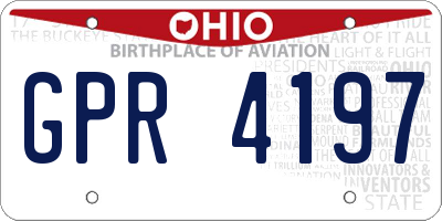 OH license plate GPR4197