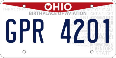 OH license plate GPR4201