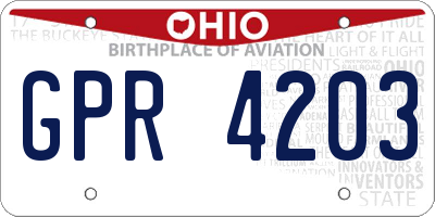 OH license plate GPR4203